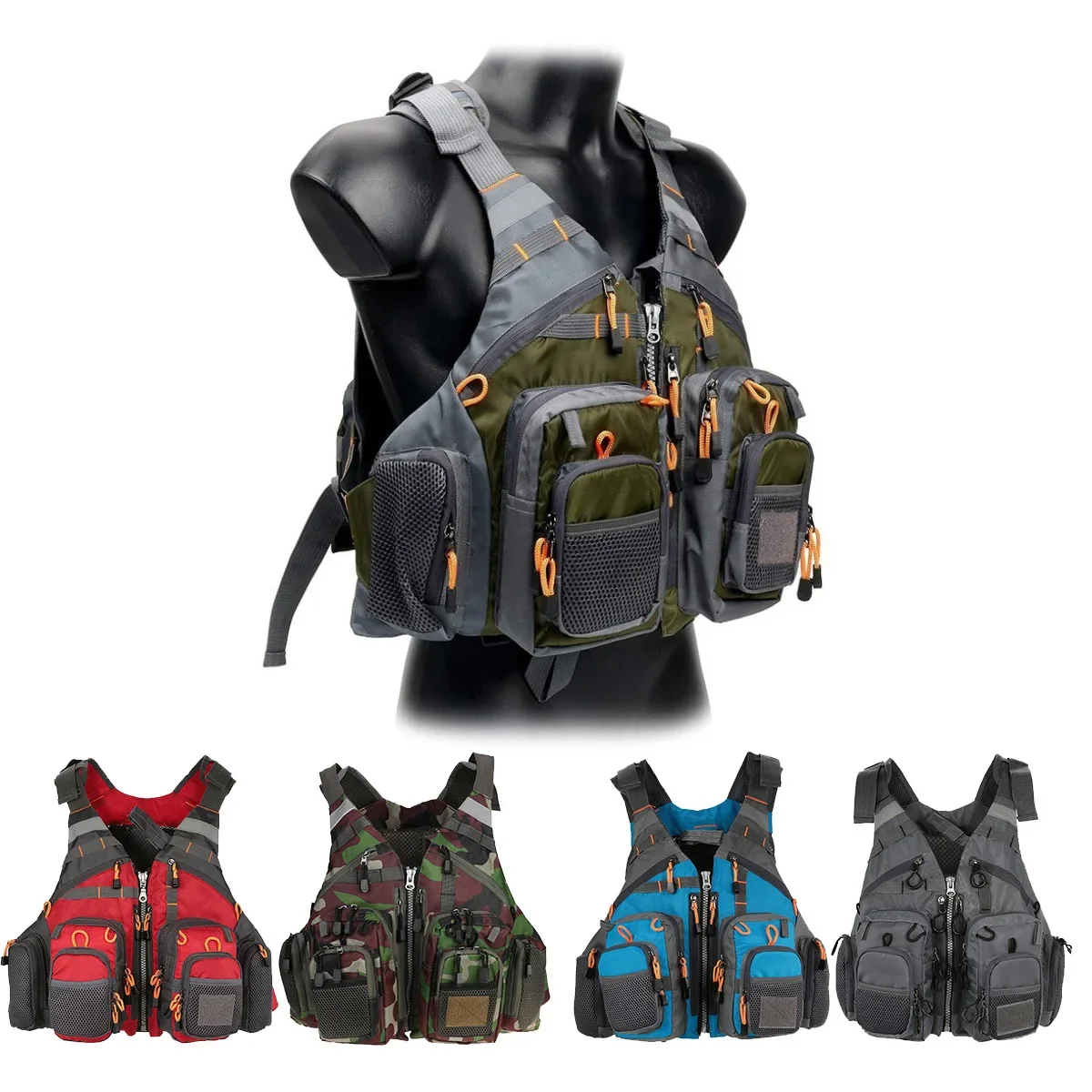 Outdoor Sport Waterproof Jacket - 調節可能なフィッシングベスト,通気性,複数のポケット,ライフジャケット,アウトドア,水泳,多機能安全スポーツ