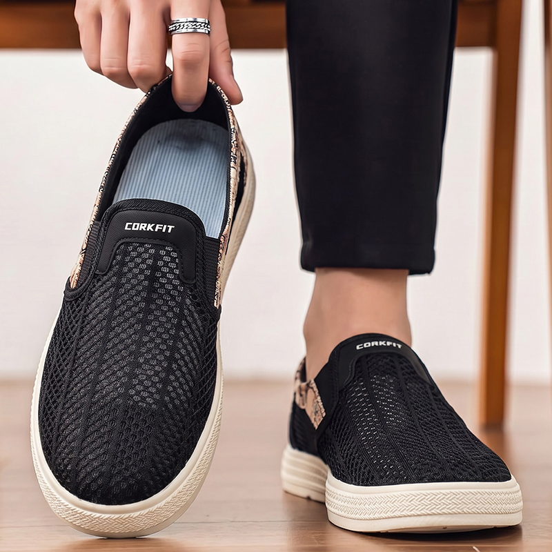Outdoor Sports Shoes - 夏のメンズ穴あきメッシュスリッパ、通気性のあるアウトドアスポーツ＆レジャーシューズ、快適なつま先保護サンダルスリッパ
