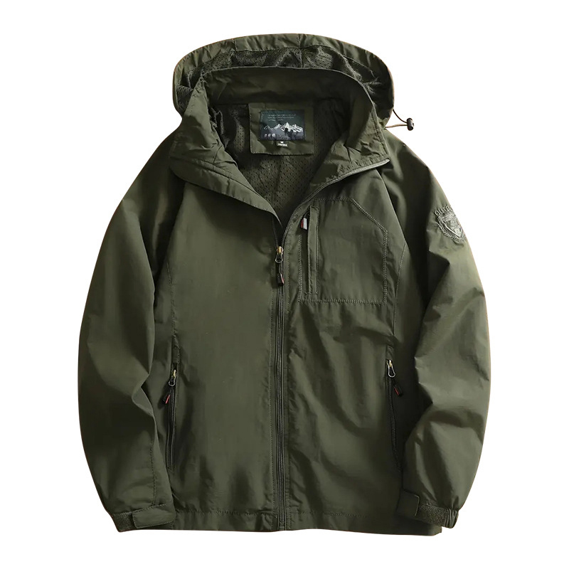 Outdoor Sport Waterproof Jacket - 男性用防水フード付きジャケット、ハイキングコート、アウトドアジャケット、速乾性、クライミング、スポーツ、通気性ウインドブレーカー、5xl、秋