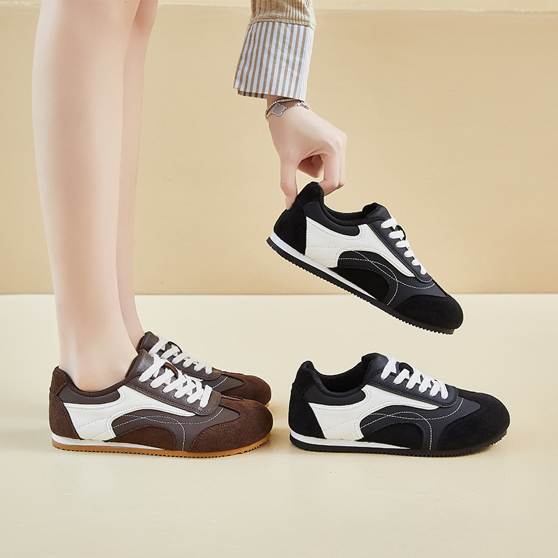 Outdoor Sports Shoes - 女性用革製スポーツシューズ、若者や中年向けの厚底カジュアルシューズ、春と秋の屋外ランニング用