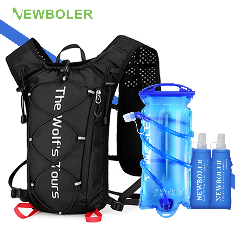 Trail Running Vest - NEWBOLER 屋外トレイルランニング超軽量バックパックラン水分補給ベスト通気性マラソンランニングバックパックウォーターボトル 2L 500ML