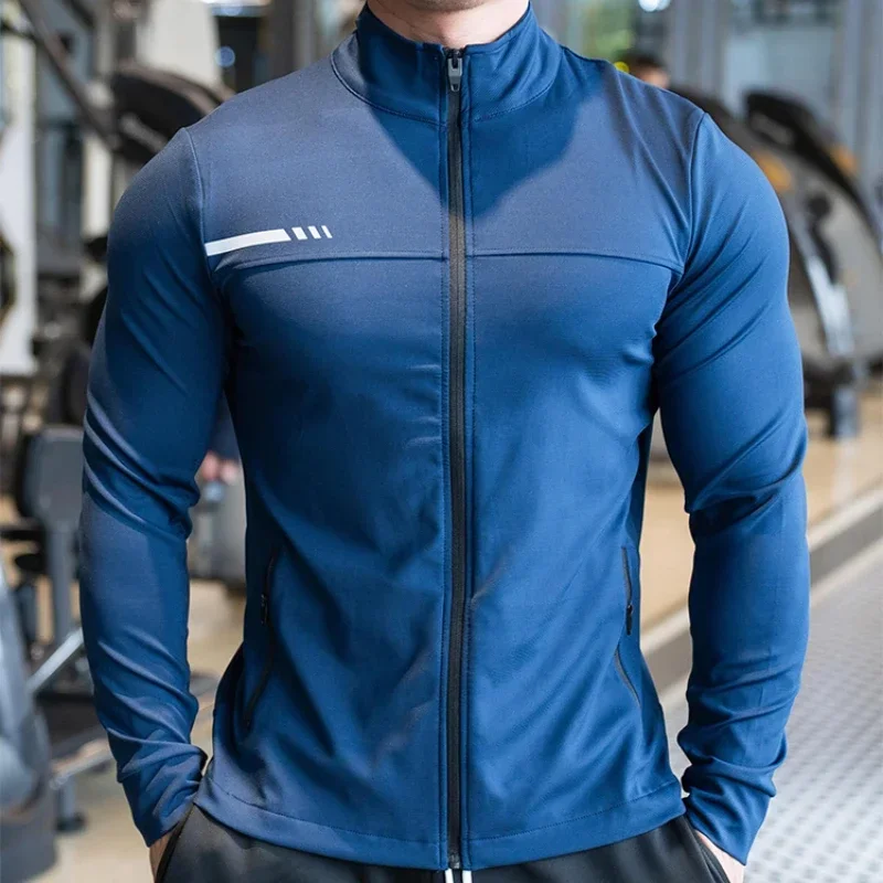 Outdoor Sport Jacket - メンズジムスウェットシャツ,高品質,ランニングスポーツジャケット,アウトドアワークアウト,日焼け止め服,トレーニングスウェットシャツ,ジップトップ