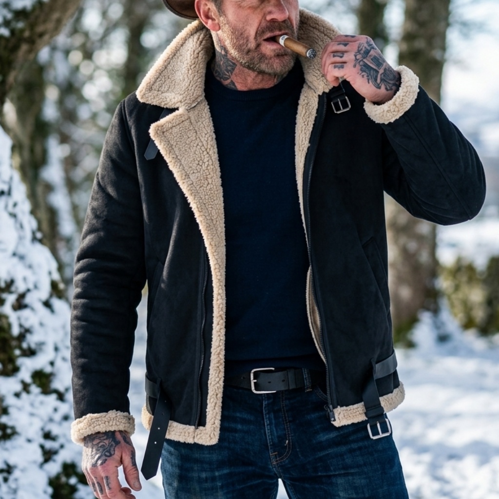 Outdoor Sport Jacket - 男性冬フェイクスエードジャケットフリース裏地付き暖かい豪華なコート狩猟ハイキング防風カジュアルストリート冬男性アウター