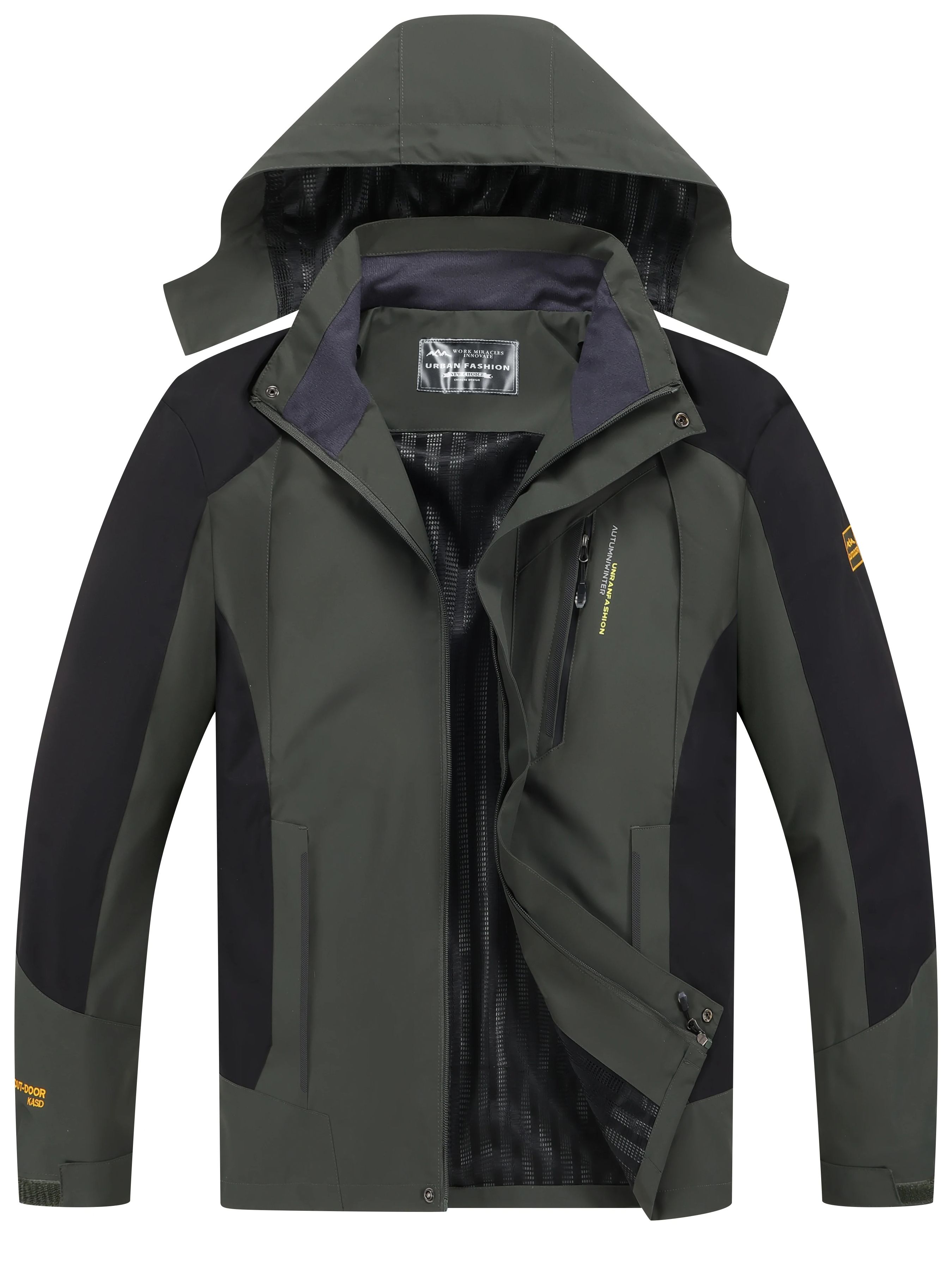 Outdoor Sport Waterproof Jacket - メンズ防水ハイキングジャケット 大きいサイズ 防風 ウィンドブレーカー キャンプ ハンティング