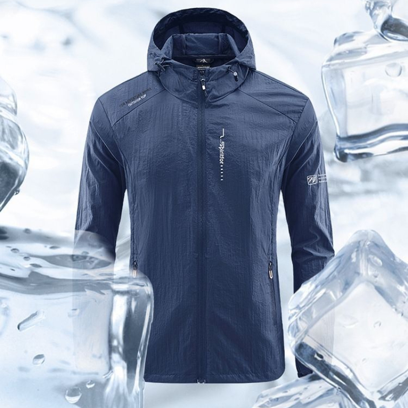 Outdoor Sport Jacket - ジムスポーツウインドブレーカー超軽量コート夏屋外速乾性日焼け防止薄型ジャケット男性ハイキング釣りサイクリングフード付き