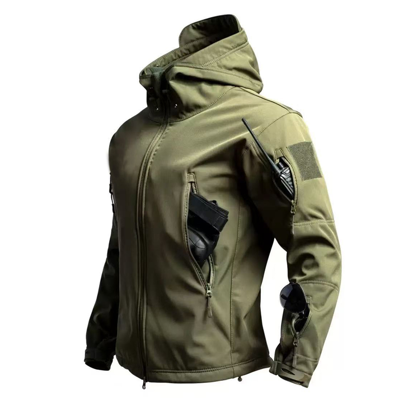 Outdoor Sport Winter Jacket - 男性軍事戦術冬秋暖かいシャークスキンフリースフードカーゴジャケットキャンプハイキング登山狩猟屋外防水