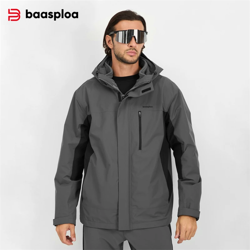 Outdoor Sport Jacket - Baasploa 新しいメンズジャケットアウトドアクライミングトレッキング防水 3-in-1 フード付きジャケット男性カジュアルフリースインナーライナー防風コート