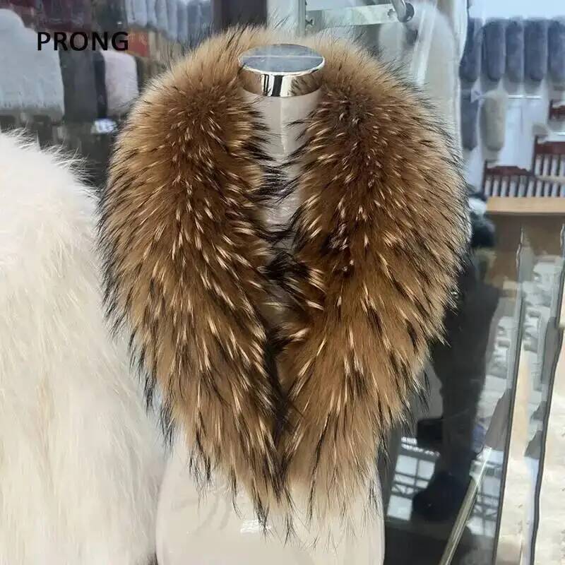 天然アライグマの毛皮の襟,女性用,本物の毛皮のスカーフ,豪華 - Outdoor Sport Winter Jacket のレビューと価格