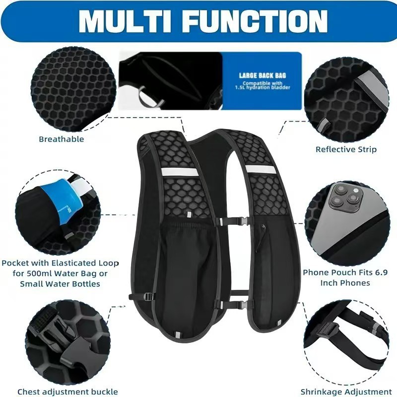 男女兼用ランニングハイドレーションベスト、防水性、通気性、ラ - Trail Running Vest のレビューと価格