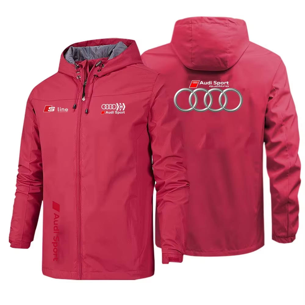 メンズスポーツスタイル防水通気性ジャケット、アウディロゴ入り - Outdoor Sport Waterproof Jacket のレビューと価格